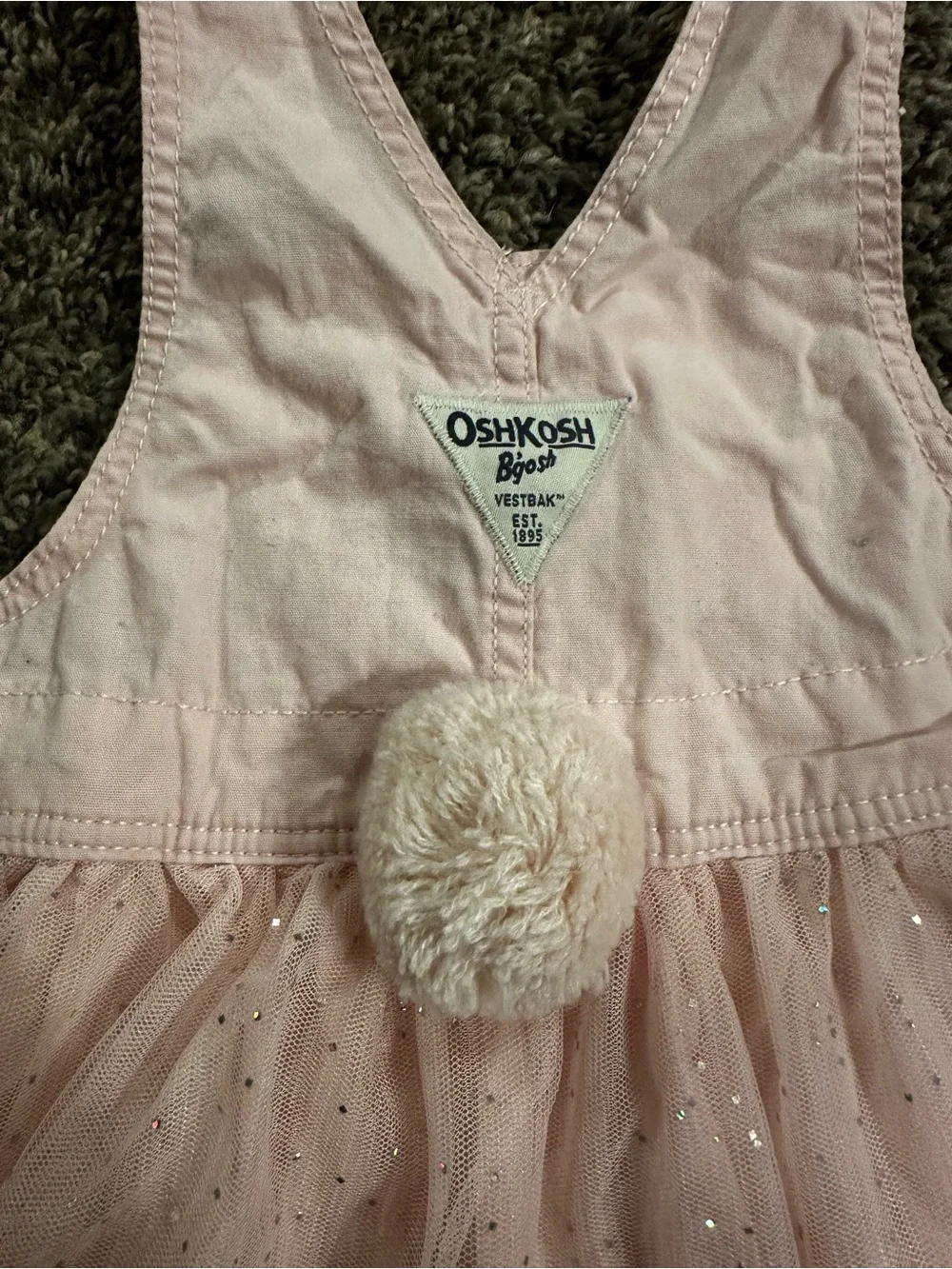 Gymboree Pink Tulle Skirt Overalls Dress with Embroidered Bunny